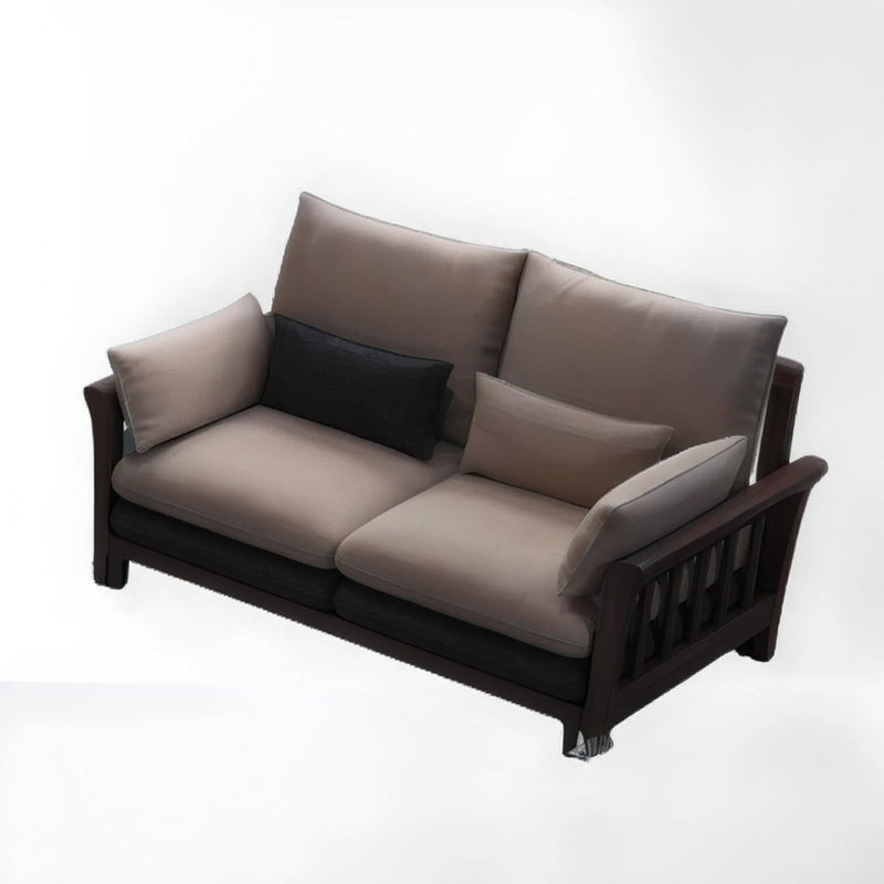Suryavanshi ZenComfort Flared Arm Sectional Sofa, Removable Cushions with Wooden Legs