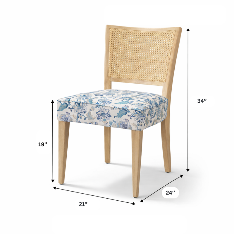 Gretta Mango Wood Rattan Dining Chair with Cane Work - Set of 2