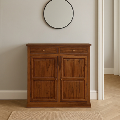 Suryavanshi Sheesham Wood Shoe Storage Cabinet with 2 Drawers and Double Doors