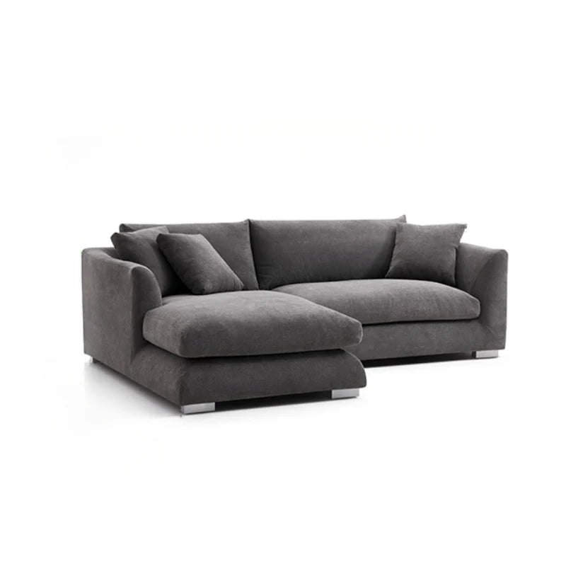 Suryavanshi Luxe Cloud Sectional  L-Shaped Sofa – Plush Grey Fabric with Left Chaise & Deep Seating Comfort