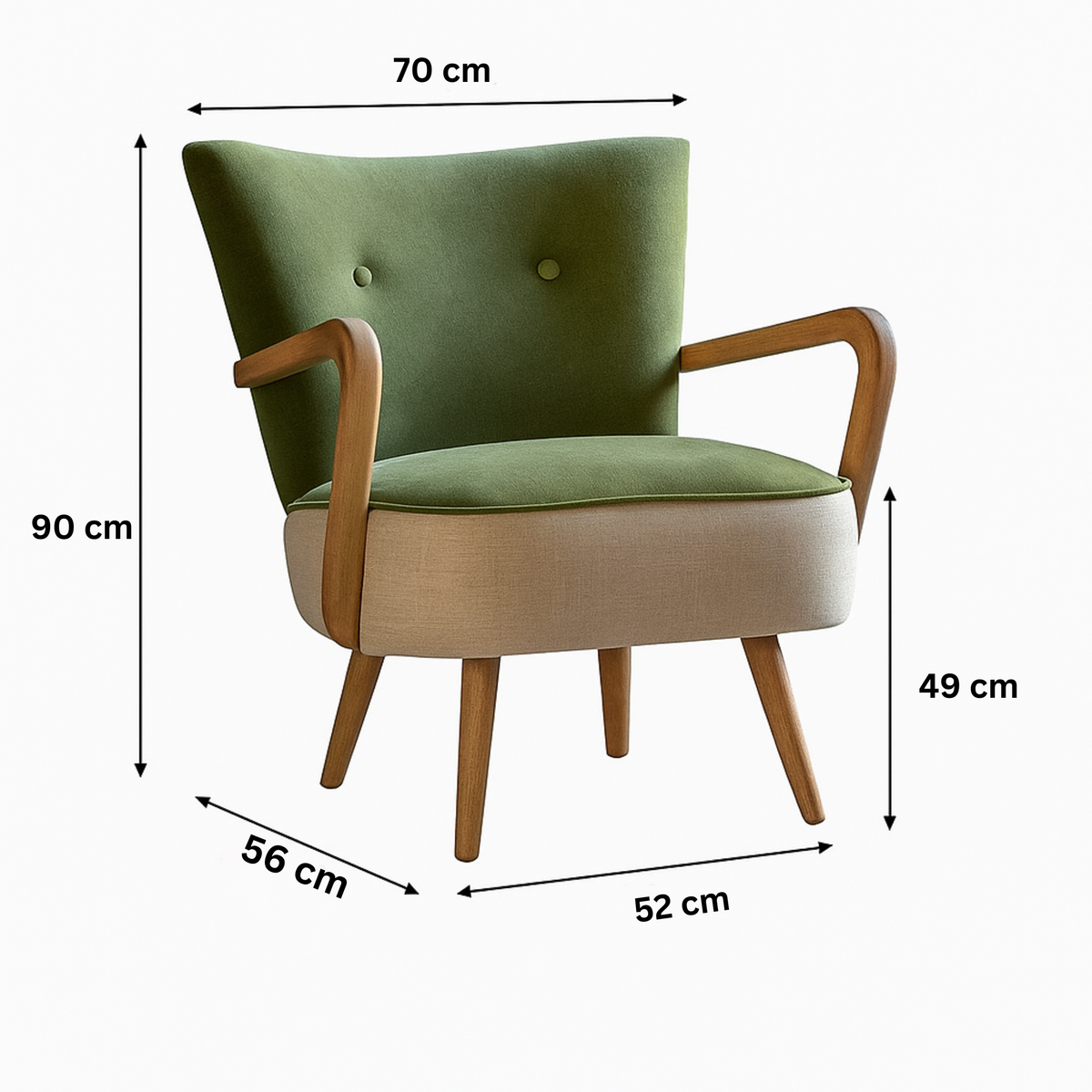 Sheesham Wood & Velvet Calvin Armchair - Luxurious Comfort