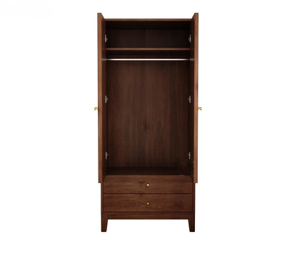 Suryavanshi Sheesham Wood Wardrobe with Cane & Brass Accent (Teak Finish)