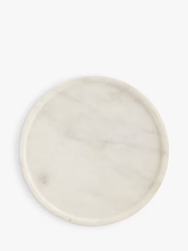 Suryavanshi Round Marble Coasters, Set of 4, White (10×10×1.5 cm)