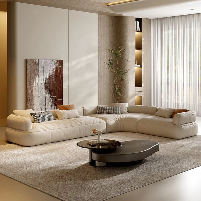 Suryavanshi Serena Luxe Cream Large Corner Freestyle Modular Minimalist Sofa