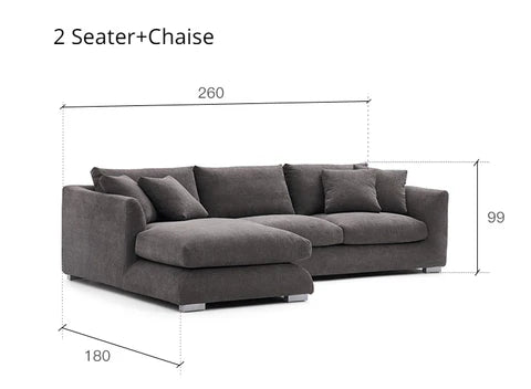 Suryavanshi Luxe Cloud Sectional  L-Shaped Sofa – Plush Grey Fabric with Left Chaise & Deep Seating Comfort