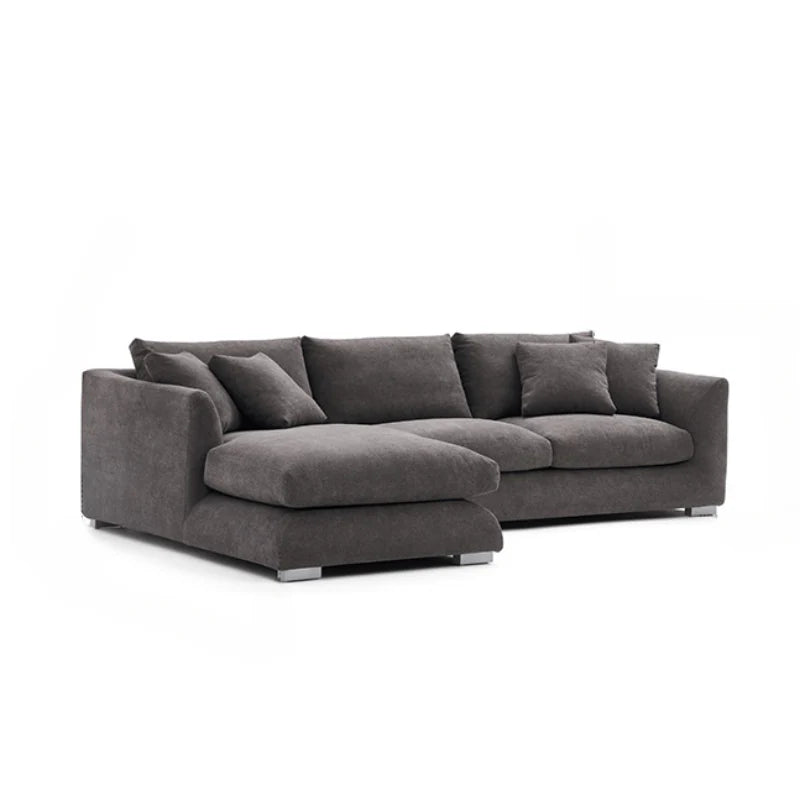 Suryavanshi Luxe Cloud Sectional  L-Shaped Sofa – Plush Grey Fabric with Left Chaise & Deep Seating Comfort