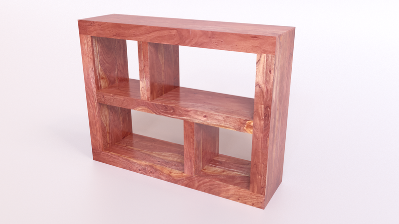 Suryavanshi Acacia Wood Console Table with Four Shelves – Versatile Furniture for Books and Decor