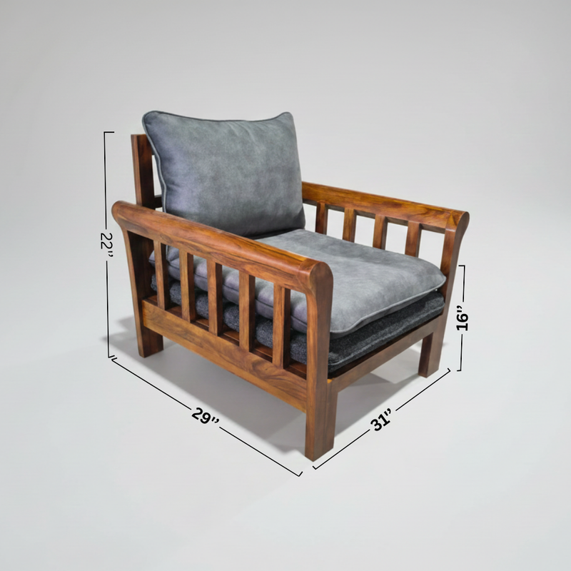 ZenComfort Sheesham Wood Single Seater Sofa