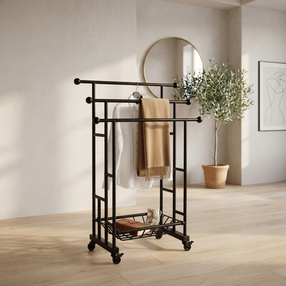 Suryavanshi Everest Freestanding 3-Tier Towel Stand with Storage Basket on Wheels