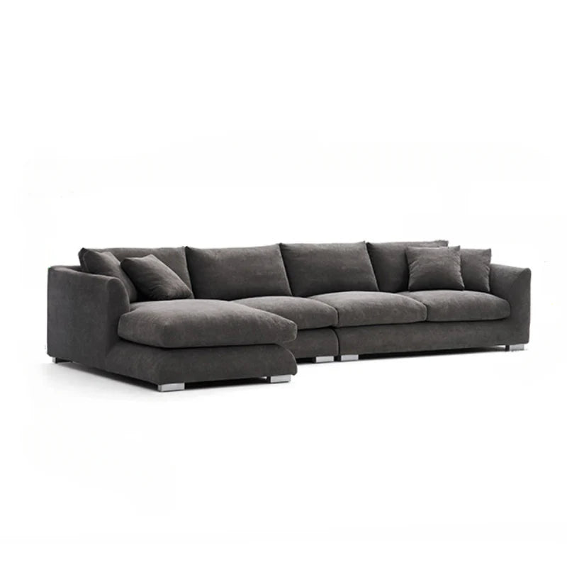 Suryavanshi Luxe Cloud Sectional  L-Shaped Sofa – Plush Grey Fabric with Left Chaise & Deep Seating Comfort