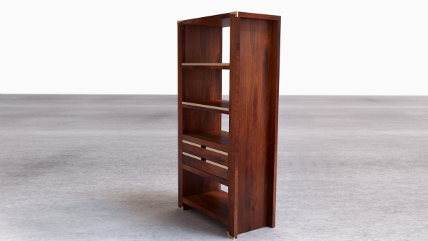 Suryavanshi Mango Wood Bookshelf with Brass Inlay – Elegant Storage and Display (35.5D x 120W x 118H)