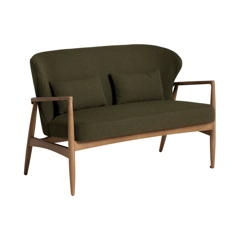 Suryavanshi Grove Green Boucle 2 Seater Sofa with Solid Wood Frame (W123 x D73 x H83.5 cm)