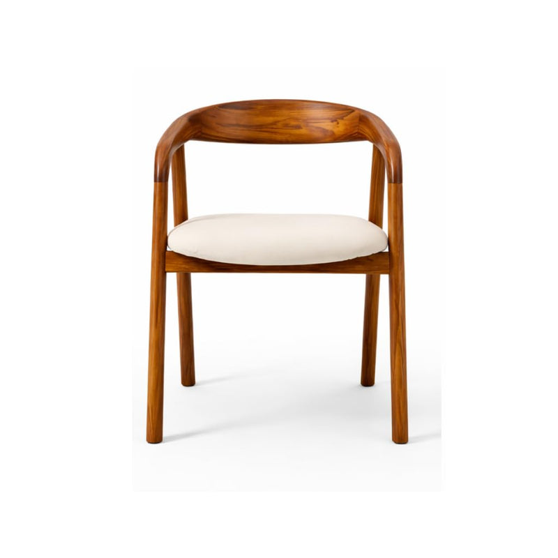 Modern Solid Wood Round Dining Table Set with Upholstered Chairs (4 Seater)