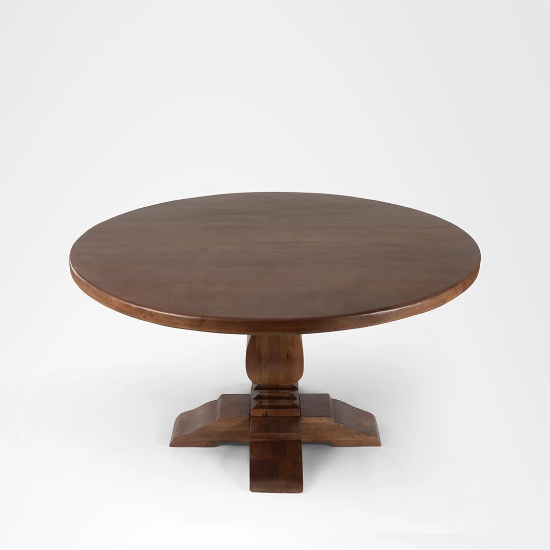Suryavanshi Mango Wood Round Dining Table with French Legs - 4 & 6  Seater Options Available (Table Only)
