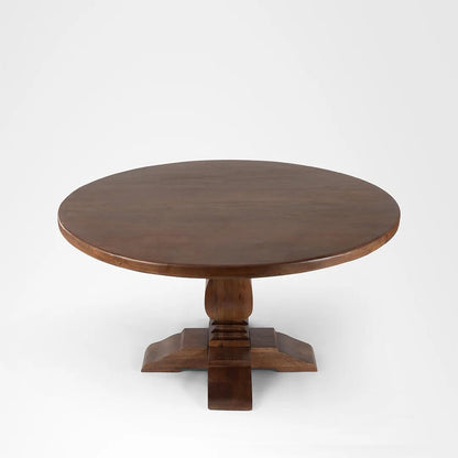 Suryavanshi Mango Wood Round Dining Table with French Legs - 4 & 6  Seater Options Available (Table Only)