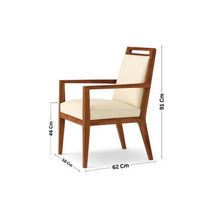 Sheesham Wood Letherate Upholstered Wooden Arms Chair  For Office and Home - Customizable Fabric Available