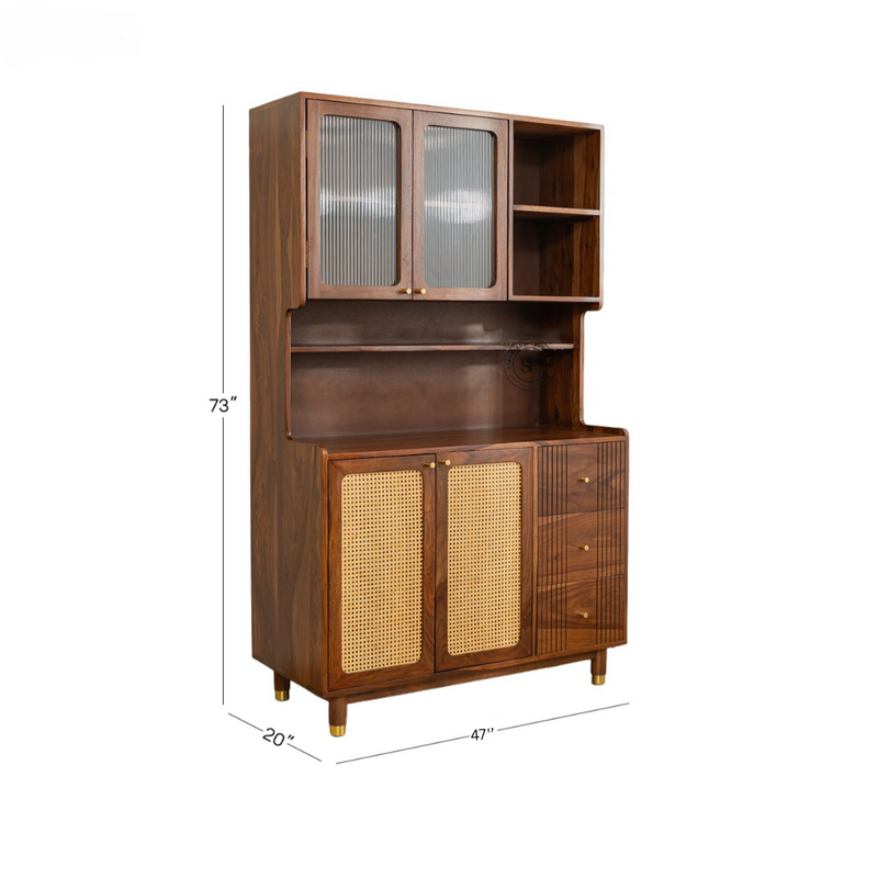 Artisan Crockery Cane Storage Cabinet