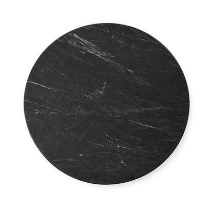 Suryavanshi - Bristol Round Black Marble Dining Table with Wooden Slatted Pedestal Base