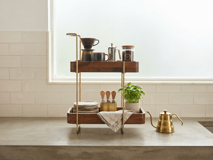 Suryavanshi Valencia 2-Tier Wooden Kitchen Countertop Organizer with Metal Frame,Storage Rack