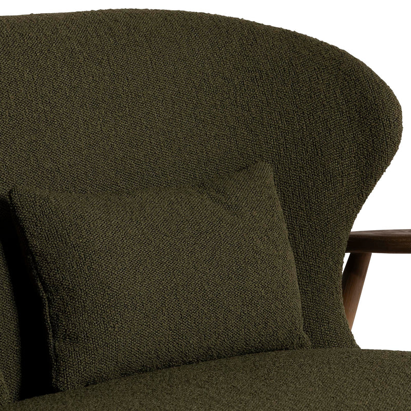 Suryavanshi Grove Green Boucle 2 Seater Sofa with Solid Wood Frame (W123 x D73 x H83.5 cm)
