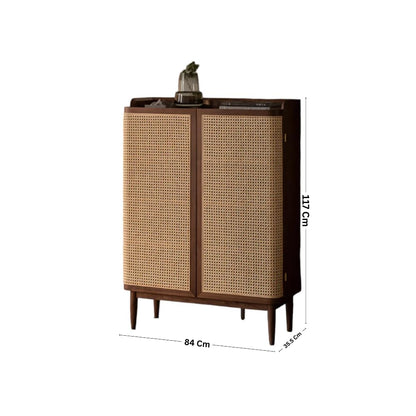 Nismaya Sheesham Wooden Cane Door Shoe Cabinet