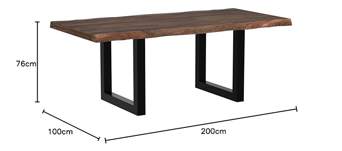 Suryavanshi 6/8 Seater Big Wooden Dining Table Only | Powder Coated Metal Finish Legs, Length 80, Thikness 2.5 Inch & Approx Weight 65 Kg, Sheesham Wood, Brown