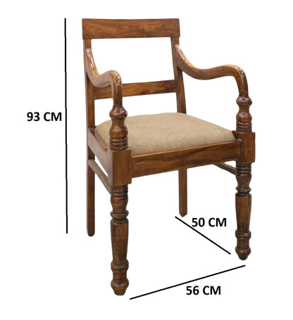 Suryavanshi Solid Sheesham Wood Cushion Chair with Armrest for Living Room in Teak Finish(W50xH93xD56)