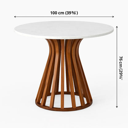 Modern Solid Wood Round Dining Table Set with Upholstered Chairs (4 Seater)