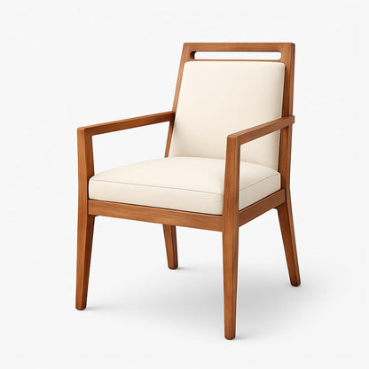 Sheesham Wood Letherate Upholstered Wooden Arms Chair  For Office and Home - Customizable Fabric Available