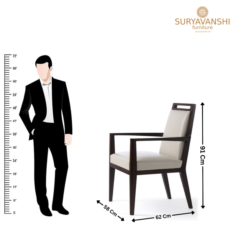 Suryavanshi Solid Sheesham Letherate cushioning Upholstered Wooden Chair With Arms For Office and Home (Walnut Finish)