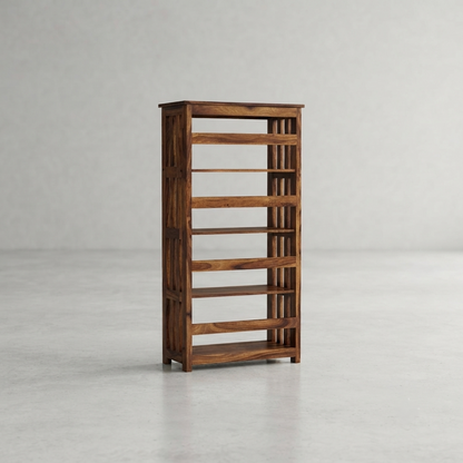 Suryavanshi Oxford Handcrafted Sheesham Wood Small Open Bookshelf – Honey Finish | 4-Tier Book Rack