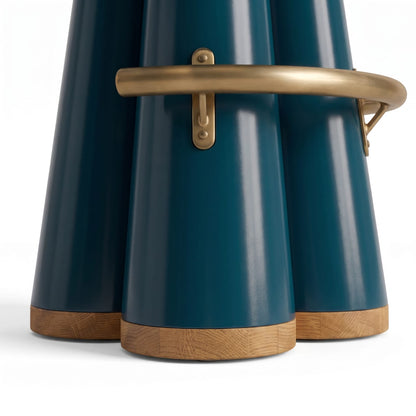 Opal Blue & Gold Bar Stool with Padded Beige Seat