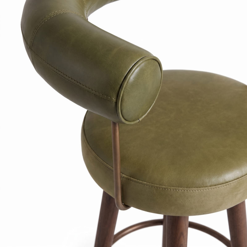 Sterling Olive Green Leatherette Counter Height Bar Stool