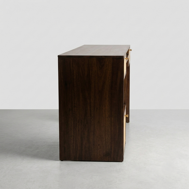Suryavanshi Sheesham Wood Study Desk with Cane-Woven Drawers – Walnut Finish
