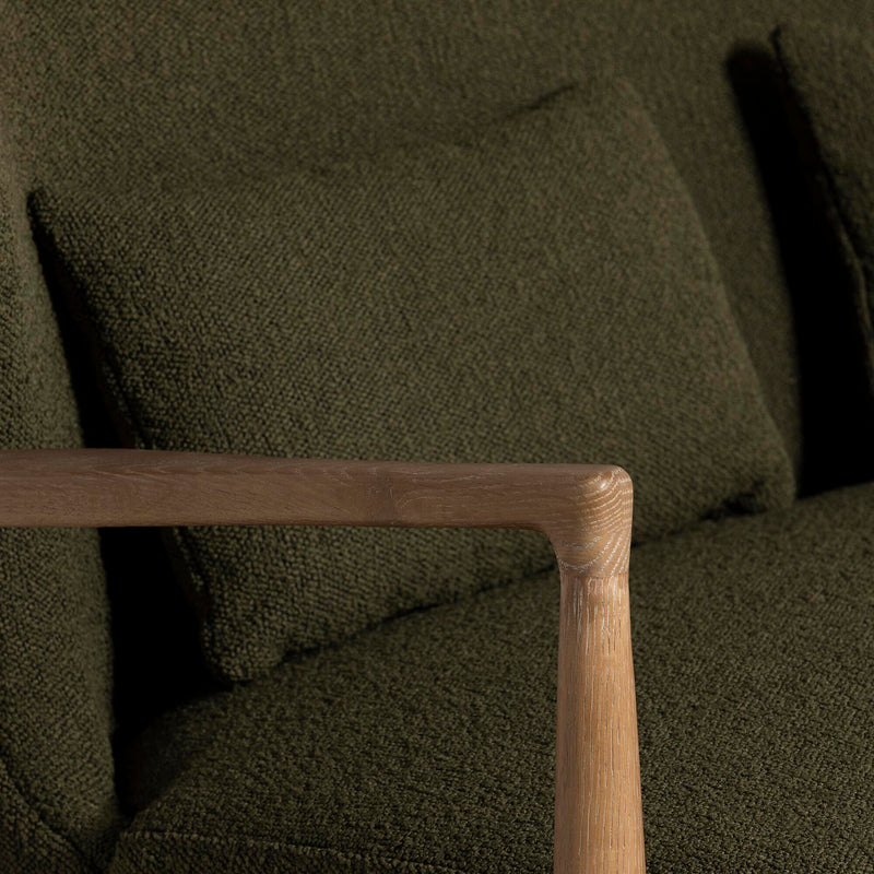 Suryavanshi Grove Green Boucle 2 Seater Sofa with Solid Wood Frame (W123 x D73 x H83.5 cm)