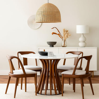 Suryavanshi Round Dining Table – Mango Wood Top, Iron Base – 4-Seater (Table Only)