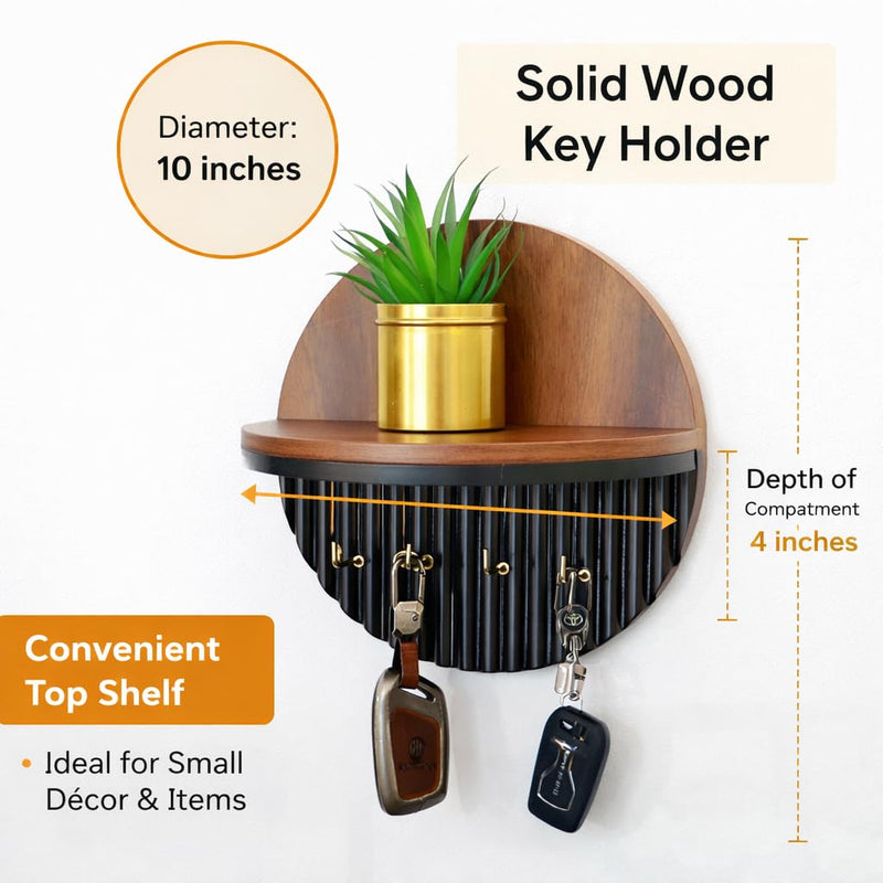Suryavanshi Solid Wood Wall Mounted Key Holder with Shelf
