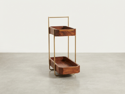 Suryavanshi Valencia 2-Tier Wooden Kitchen Countertop Organizer with Metal Frame,Storage Rack