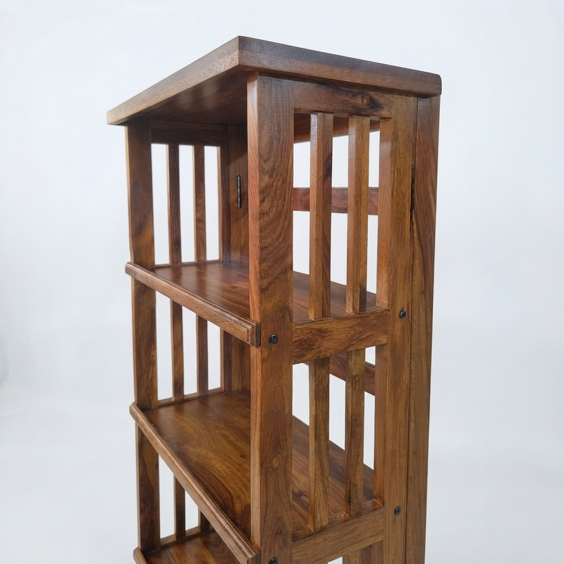 Suryavanshi Oxford Handcrafted Sheesham Wood Small Open Bookshelf – Honey Finish | 4-Tier Book Rack