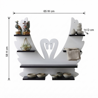 Suryavanshi Tuscany Whire Swan-Shaped Floating Wall Shelf with Multiple Tiers