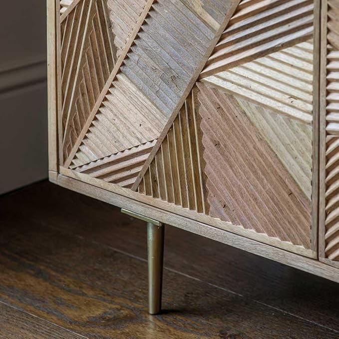 Suryavanshi Jumeirah Mango Wood Sideboard - Contemporary Elegance for Your Space ‎(41D x 92W x 109H Cm)
