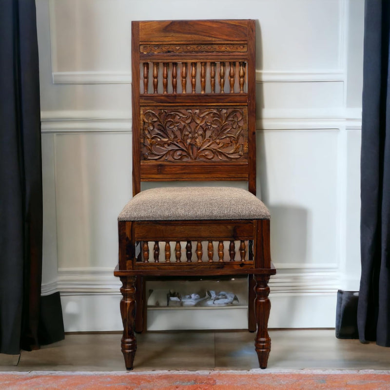 Suryavanshi Sheesham Wood Chair: Elegant Comfort with Artistic Carvings