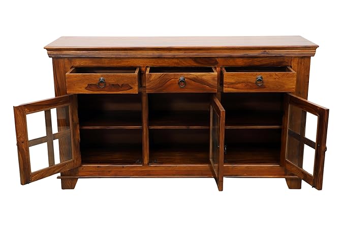 Suryavanshi Sheesham Wood 3-Door 3-Drawer Sideboard, Wooden Sideboard Cabinet for Living Room