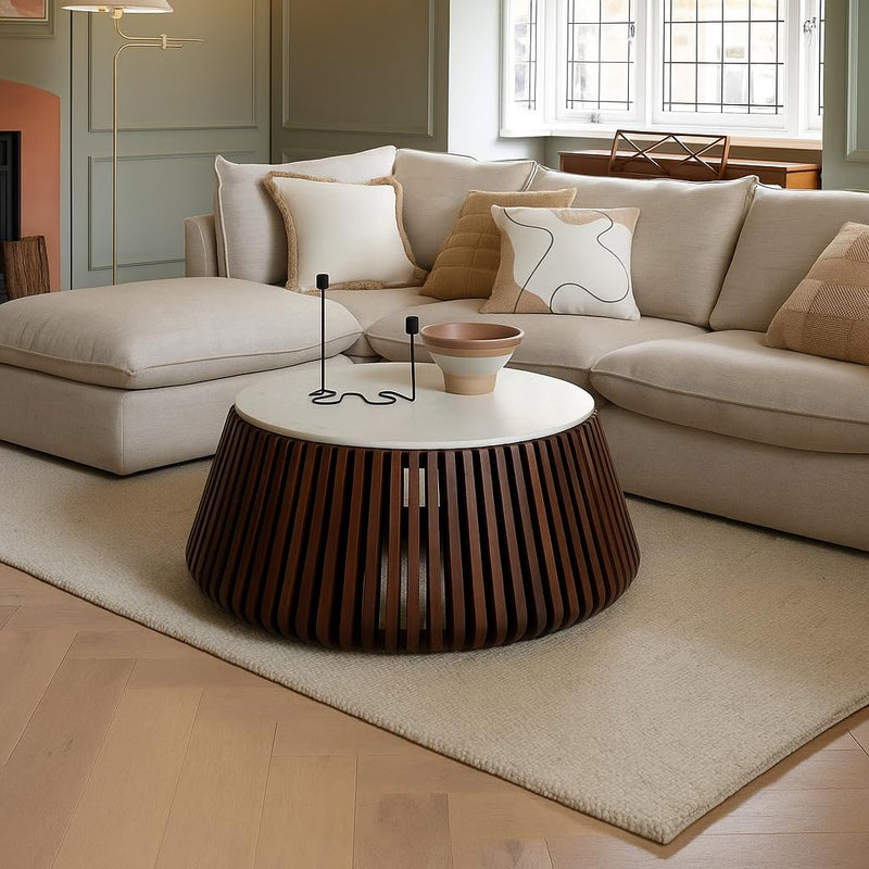 Harmony Sheesham Wood Coffee Table With Marble Top