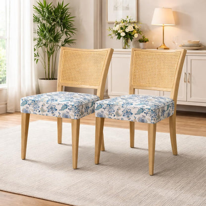 Gretta Mango Wood Rattan Dining Chair with Cane Work - Set of 2