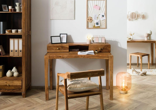 Suryavanshi Sheesham Wood Writing Desk – Elegant Study Table with 2 Drawers and Shelf (Sheesham Wood, W120 x D60 x H95 cm)