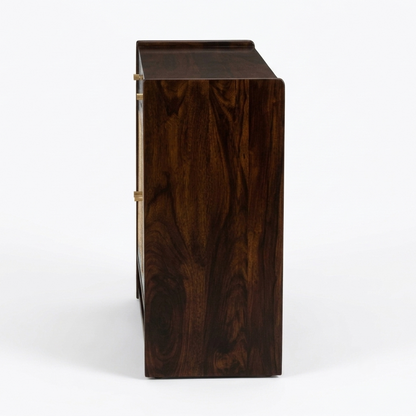 Suryavanshi Wooden Shoe Cabinet with Cane Webbing Doors, 2 Drawers, Open Shelf, Sheesham Wood