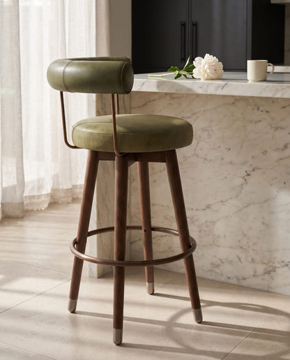 Sterling Olive Green Leatherette Counter Height Bar Stool