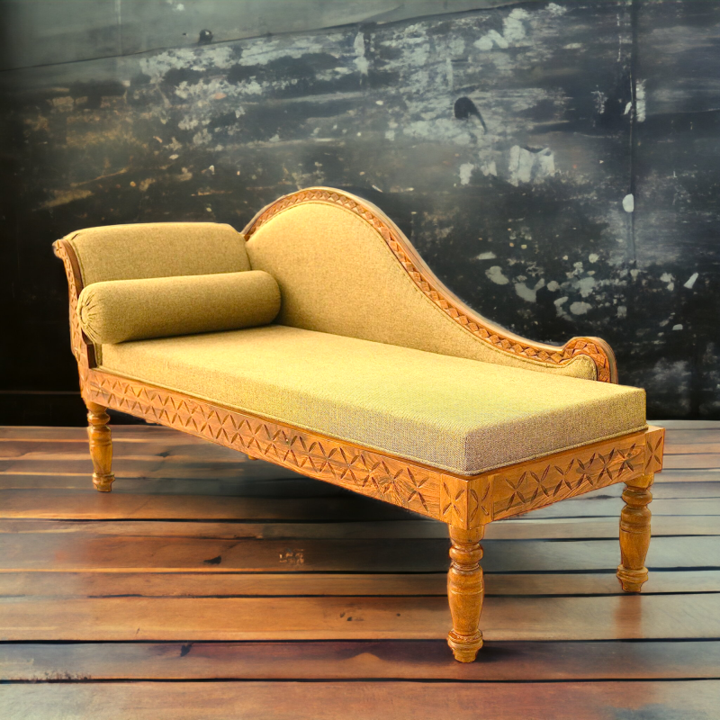 Suryavanshi Sheesham Wood Cushioned Couch Day Bed (W163 x D64 x H84 cm)