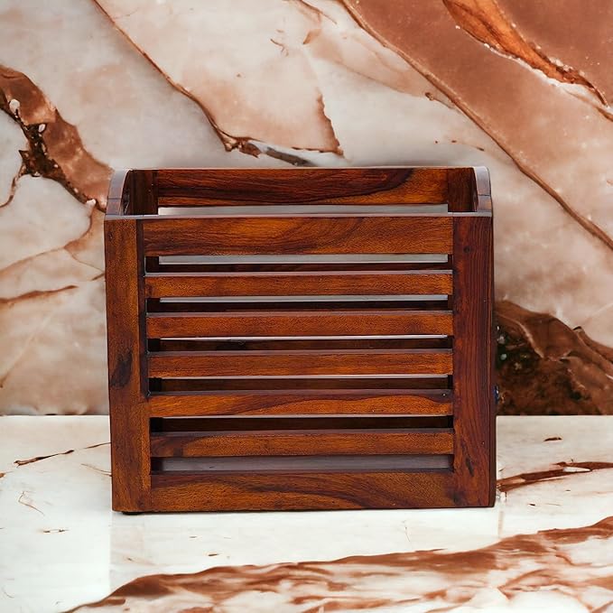 Suryavanshi Sheesham Wood Magazine Basket - 25D x 40W x 32H Centimeters